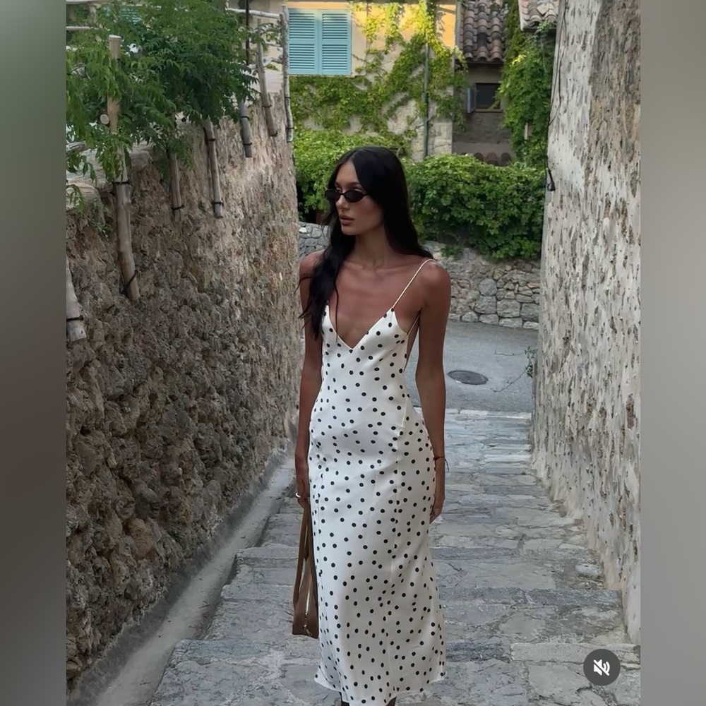 Zara White Polka Dot Slip Dress - Picture 6 of 16